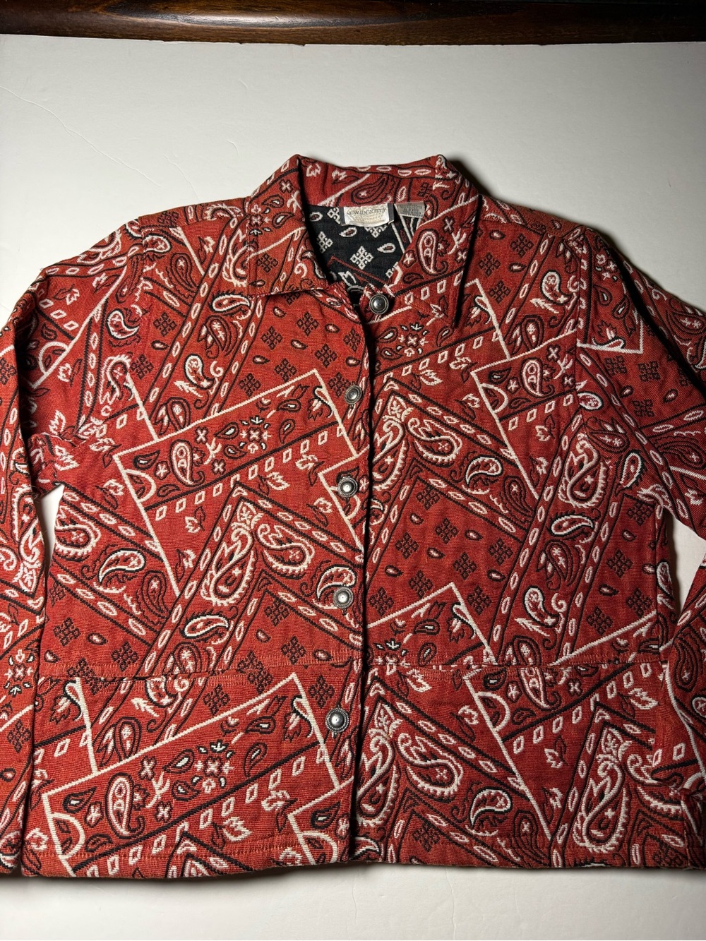 Vintage 90s New Identity Bandana Paisley Jacket Western Cowgirl Red Size M
